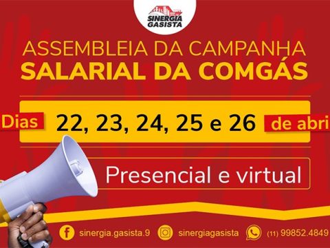 Sinergia Gasista convoca assembleia para início da Campanha Salarial na Comgás