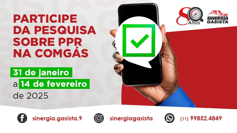 Sinergia Gasista lança pesquisa para avaliar satisfação com a PPR da Comgás