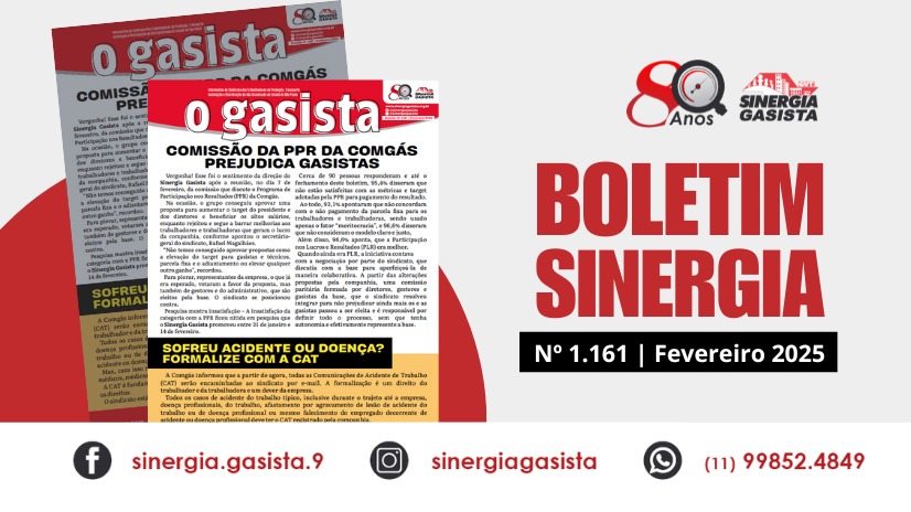 Boletim O Gasista está no ar com notícias sobre a PPR na Comgás, CAT e os casos de violência contra a categoria