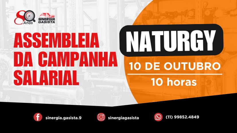 Sinergia Gasista convoca para Assembleia de Campanha Salarial da Naturgy