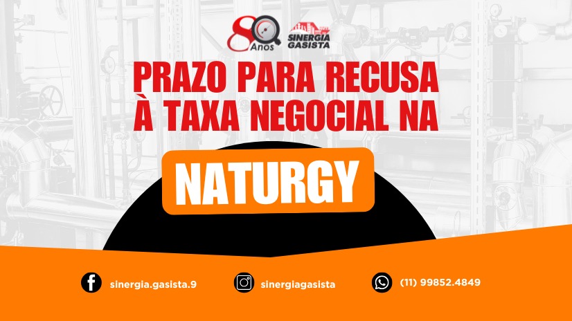 Sinergia Gasista divulga prazo de recusa à taxa negocial na Naturgy