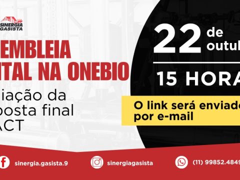 Sinergia Gasista realizará assembleia na OneBio