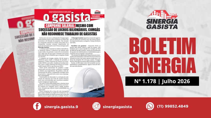 O Gasista traz informações sobre a campanha salarial na Comgás, Raízen e Cri Geo