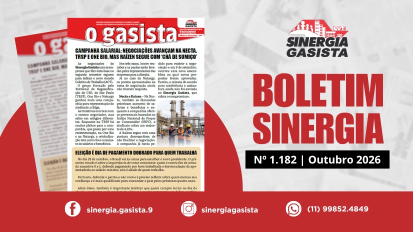 Informações sobre campanha salarial na Necta, TRSP, One Bio e Raízen na nova edição de O Gasista